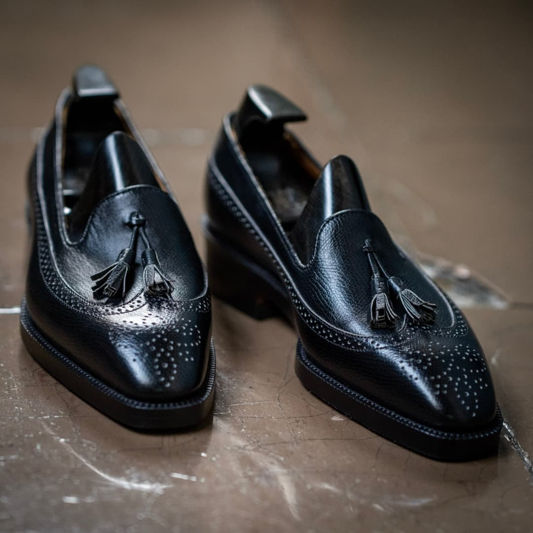 Men’s Black Genuine Leather Formal Tassel Loafers Dress Shoes