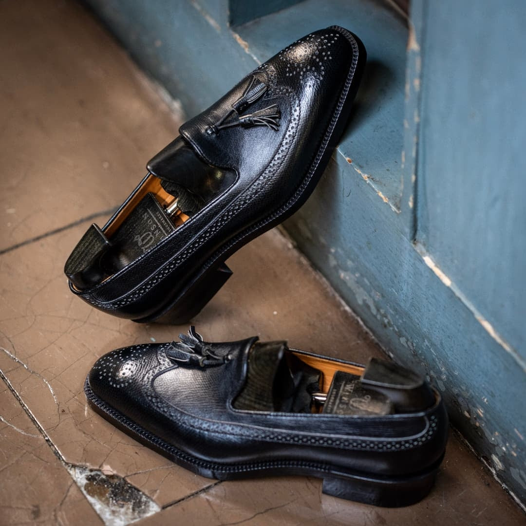 Men’s Black Genuine Leather Formal Tassel Loafers Dress Shoes