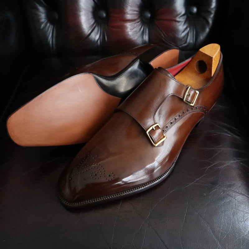 Grosvenor in Vintage Oak Double Monk Shoes