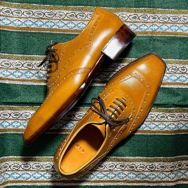 Baby Camel Leather U-Wing Oxford