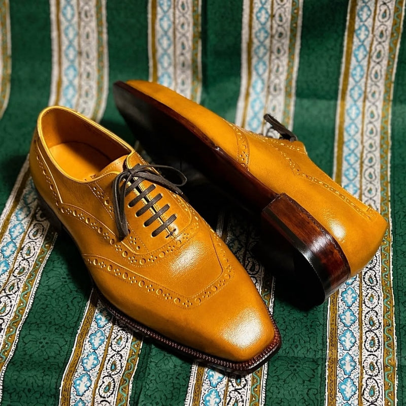 Baby Camel Leather U-Wing Oxford