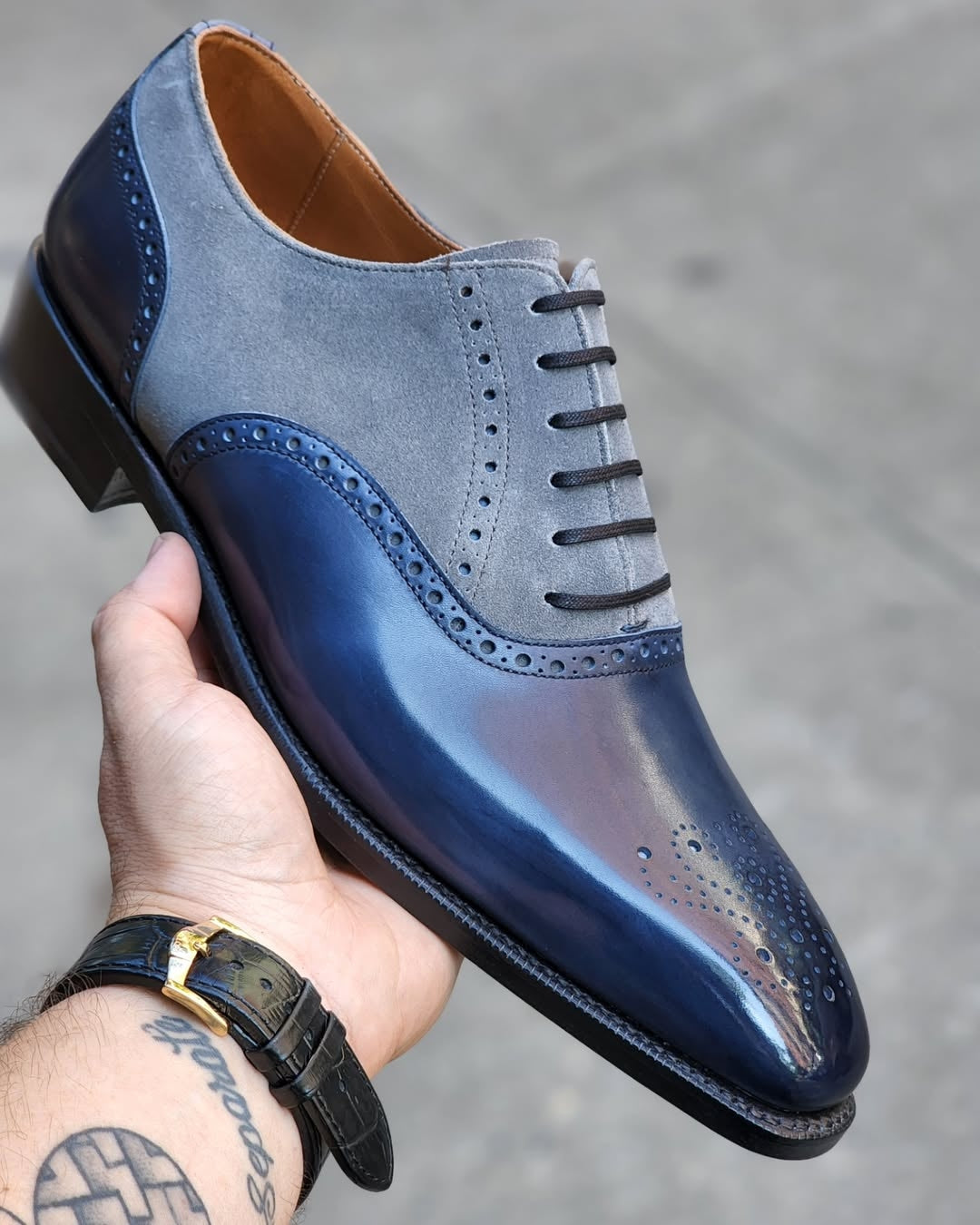 Wallingford Oxford In Midnight / Light Grey Suede