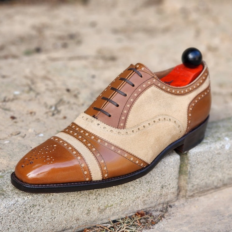 Maple Calf Leather / Beige Suede PHILLIPS Oxfords