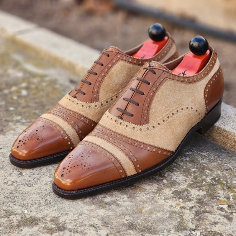 Maple Calf Leather / Beige Suede PHILLIPS Oxfords