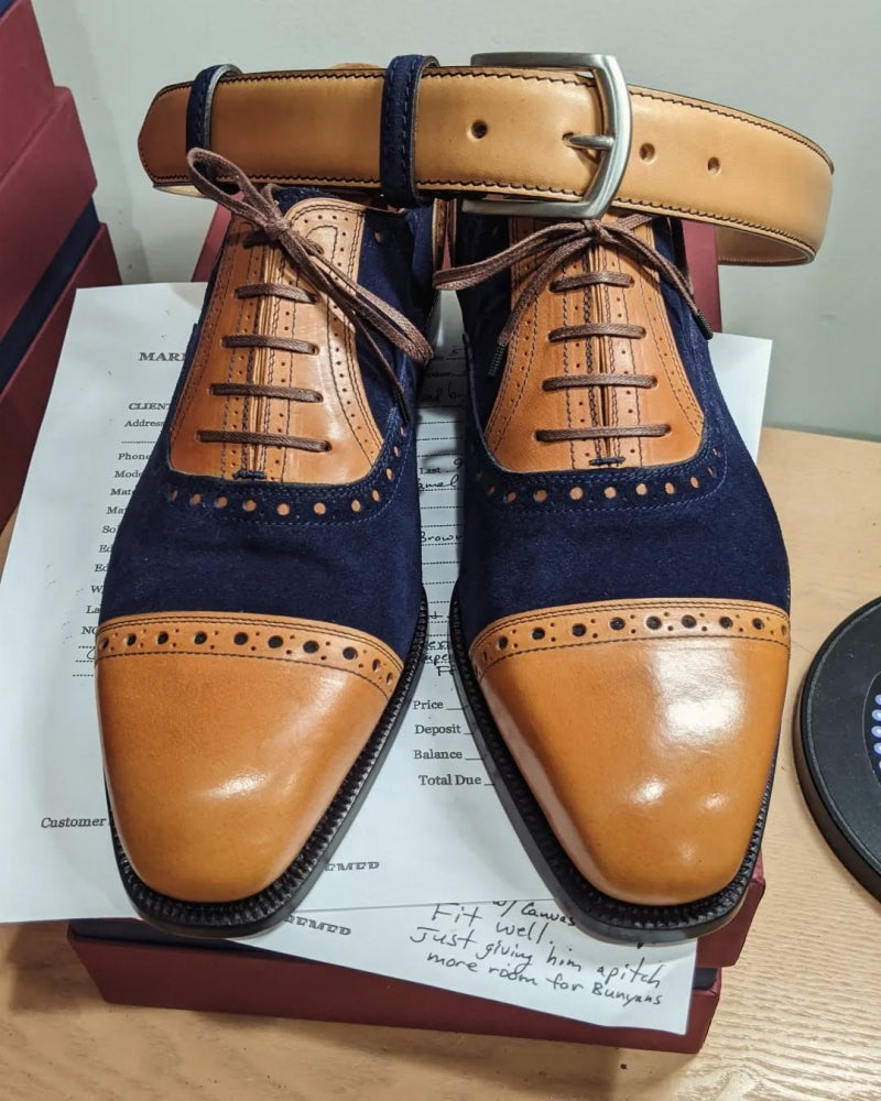 Men's Patchwork Two Tone Brogue Oxfords Shoes