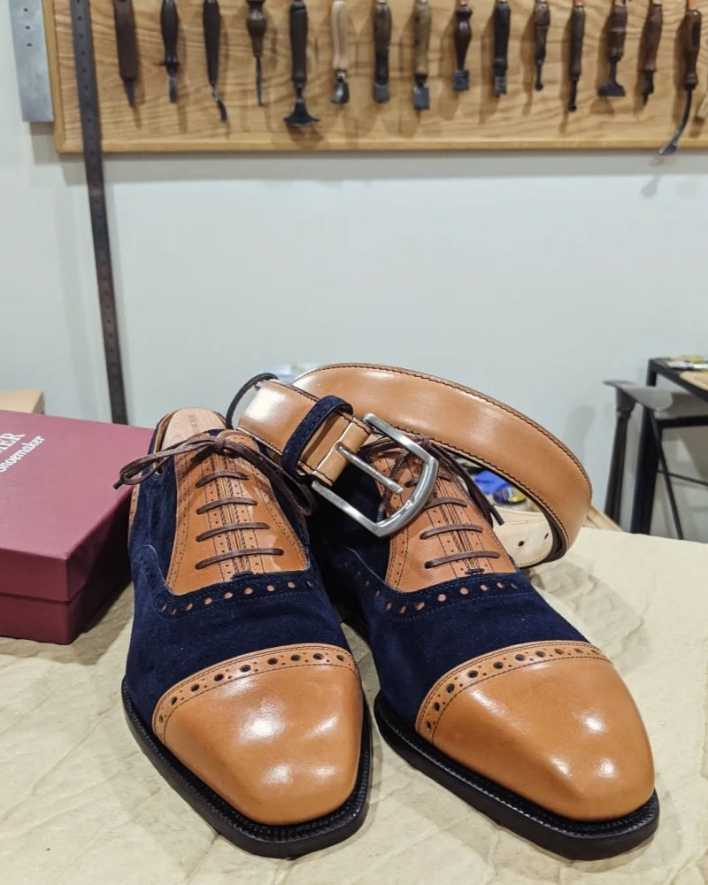 Men's Patchwork Two Tone Brogue Oxfords Shoes