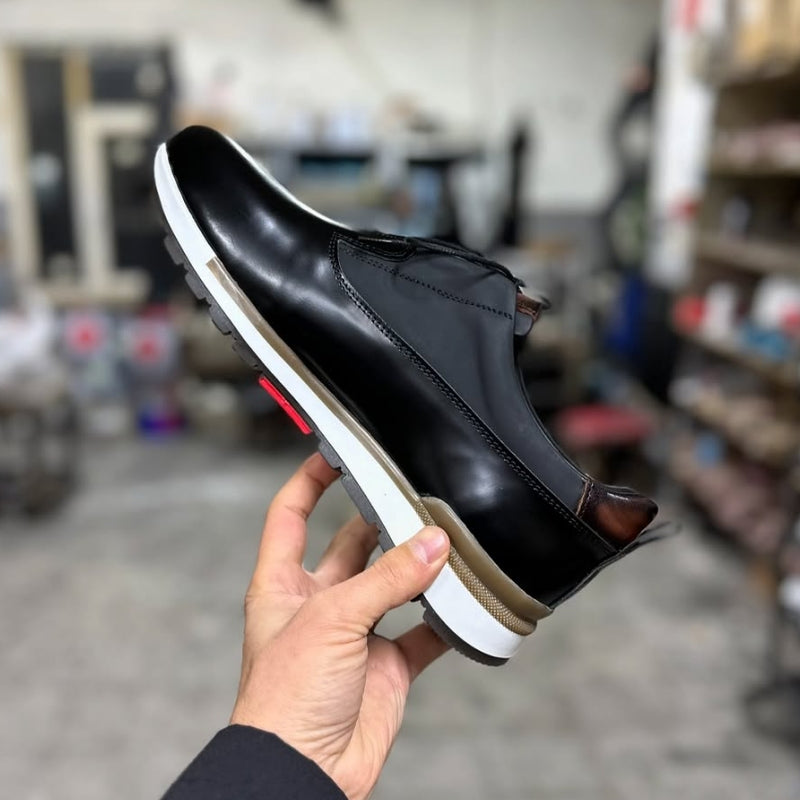 Mens Leather Heightened Breathable Sneakers