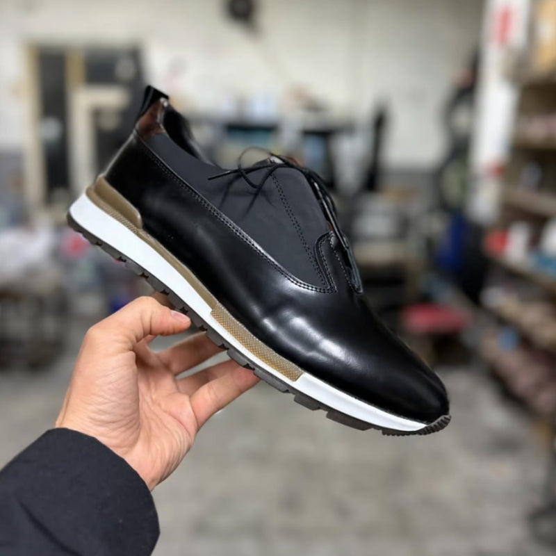 Mens Leather Heightened Breathable Sneakers
