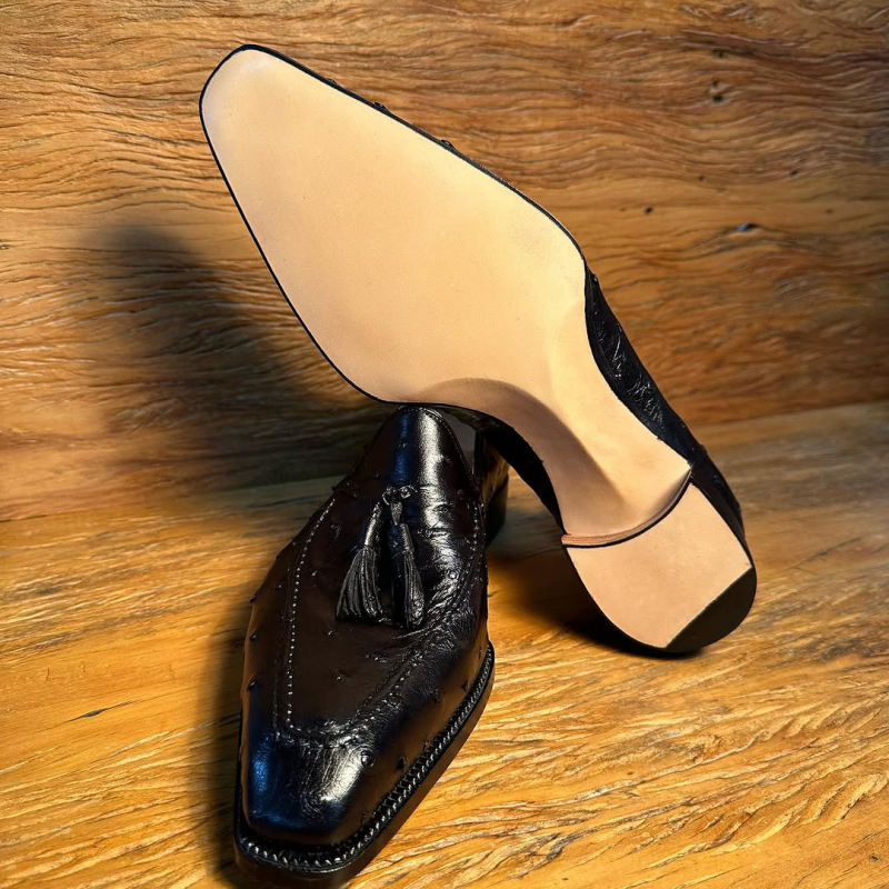 Tassel Loafer Black Ostrich Leather