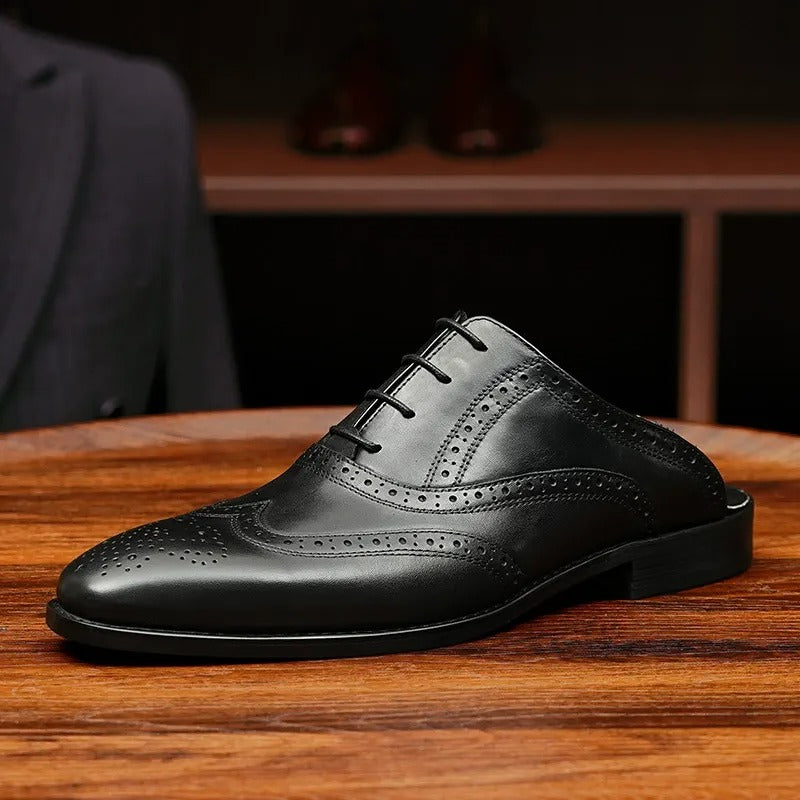 Genuine Leather Breathable Brogue Sandals