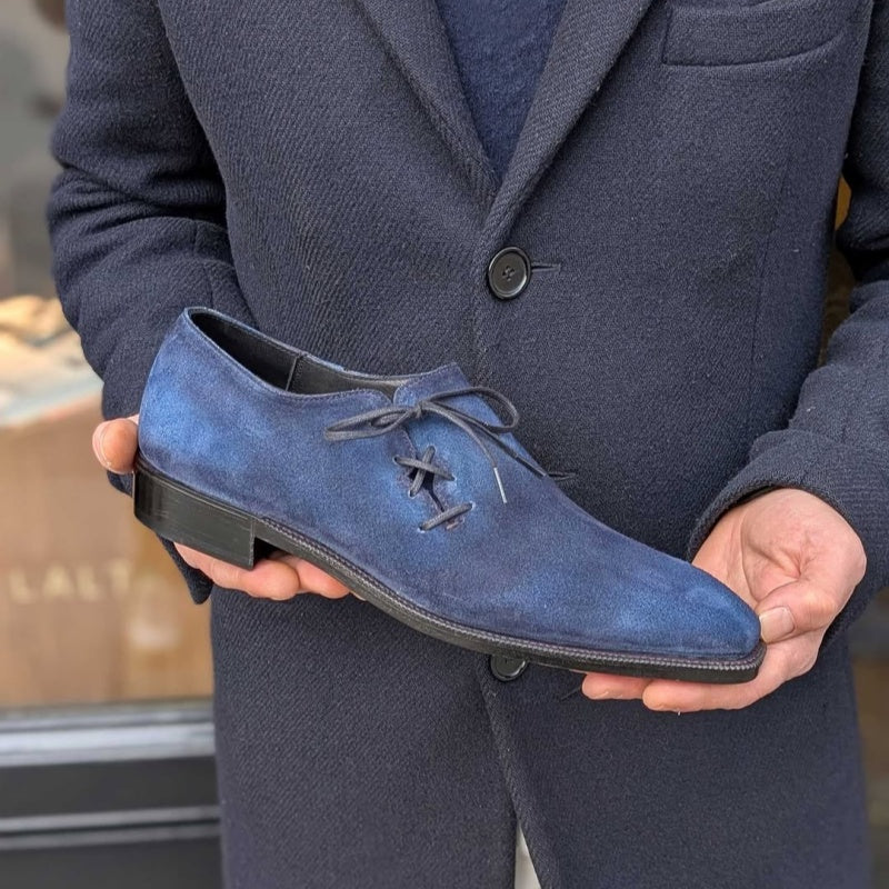 Midnight Blue Suede Patina Shoes
