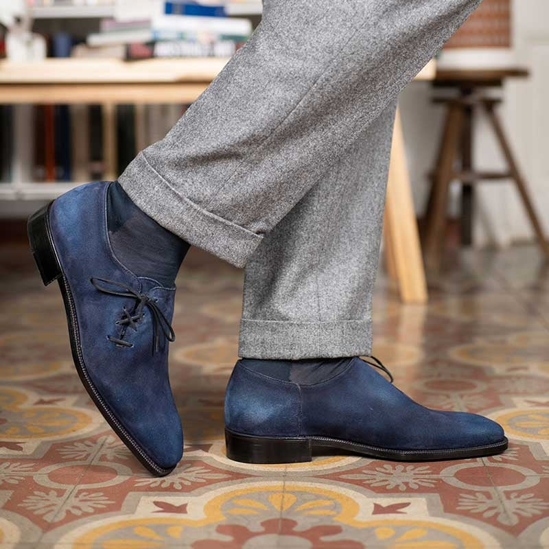 Midnight Blue Suede Patina Shoes