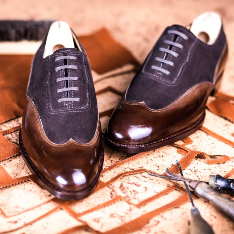 Long Wing Full Brogue Oxford With Plain Tip