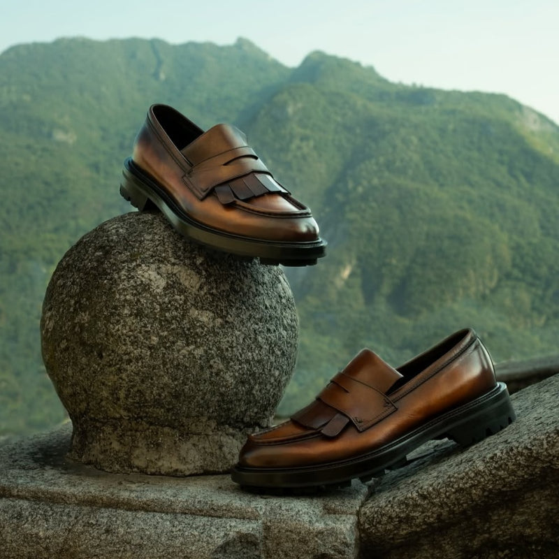 Hand Aged Loafer With Tassels