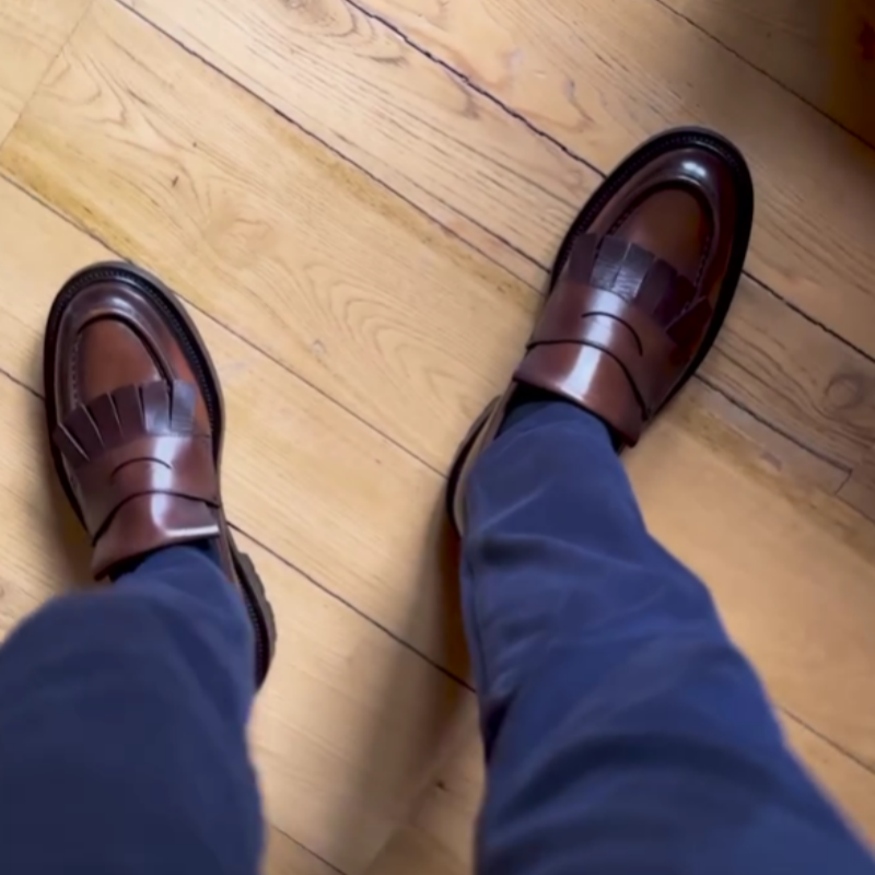 Hand Aged Loafer With Tassels