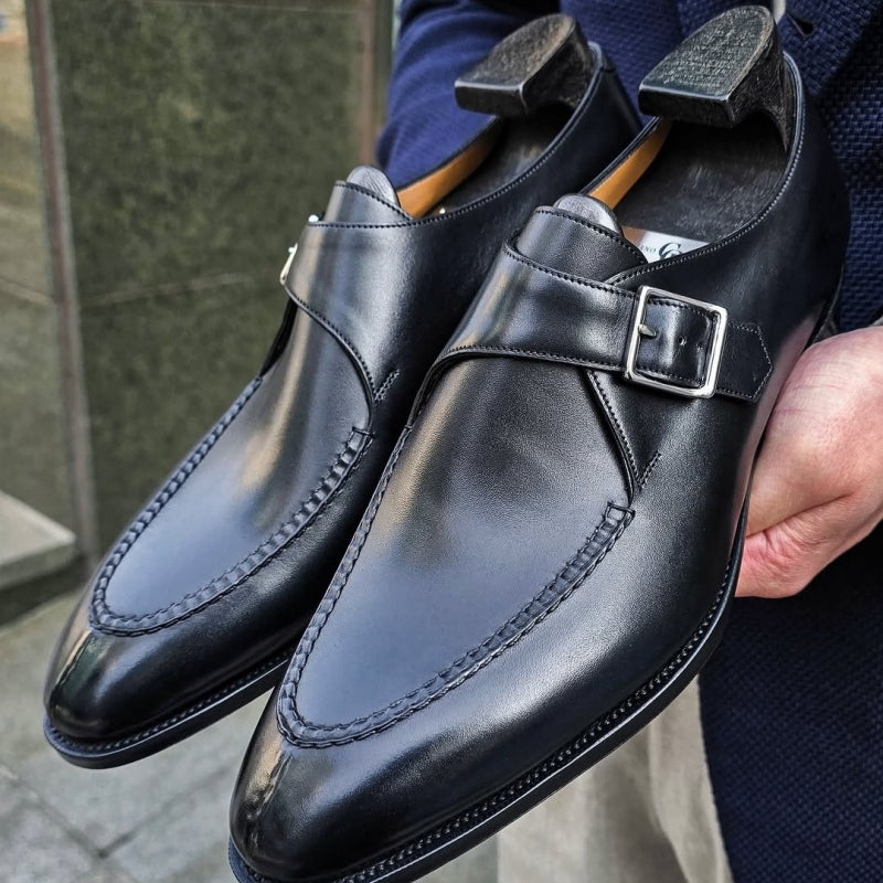 Black Calf Single Monks
