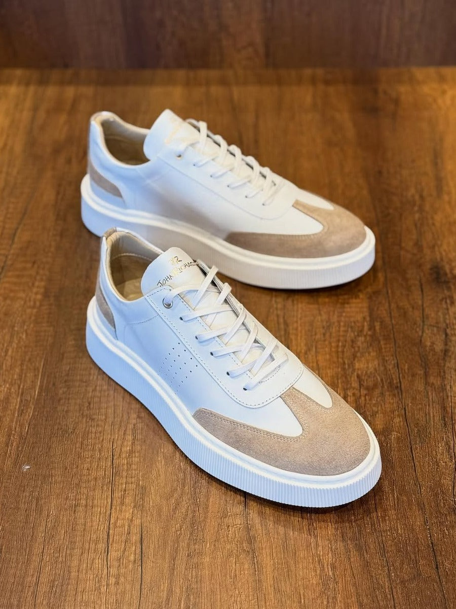 Men Beige Suede Leather Sneakers