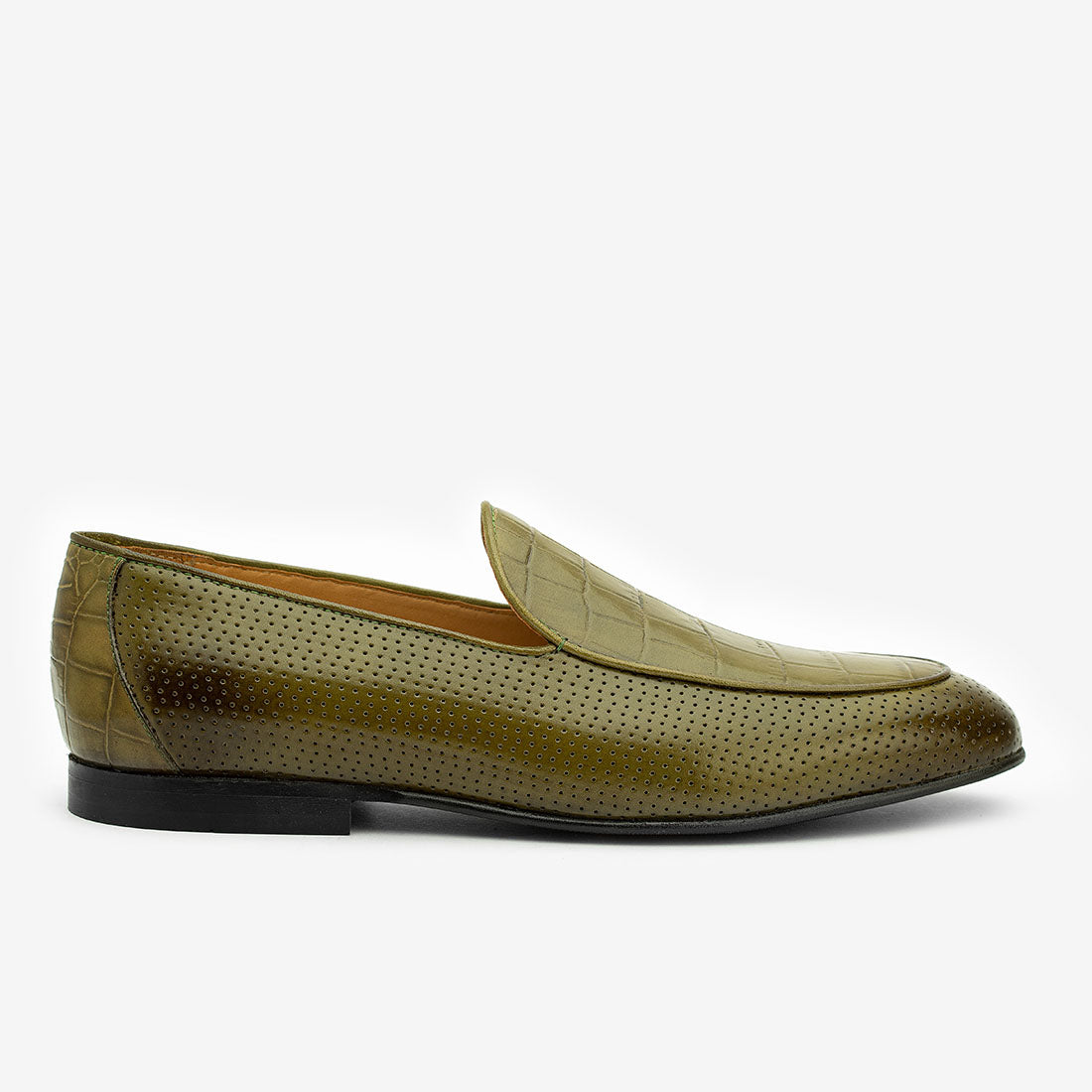 Perforated Loafers With Croco Detail