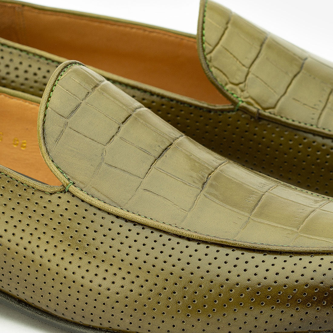 Perforated Loafers With Croco Detail