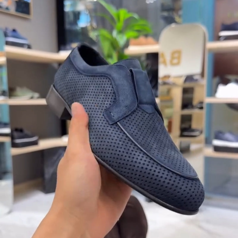 Suede Perforated Leather Shoes