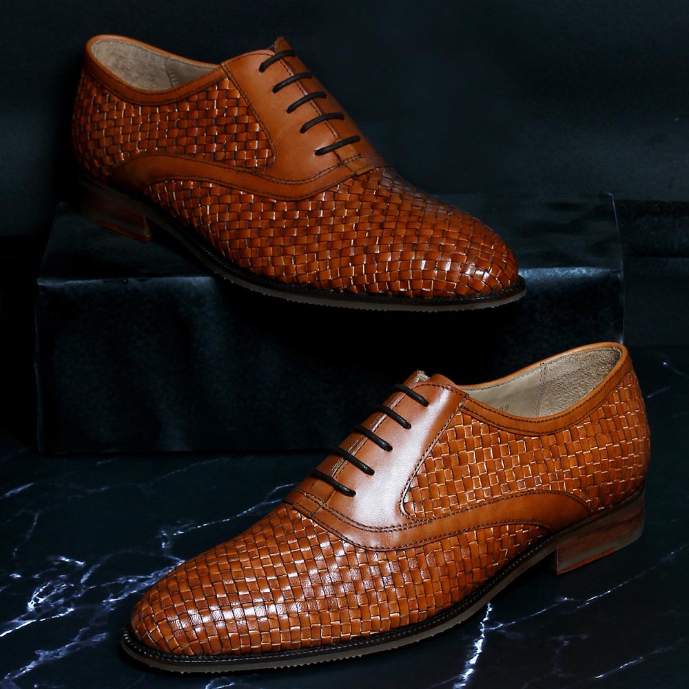Tan Woven Leather Oxford