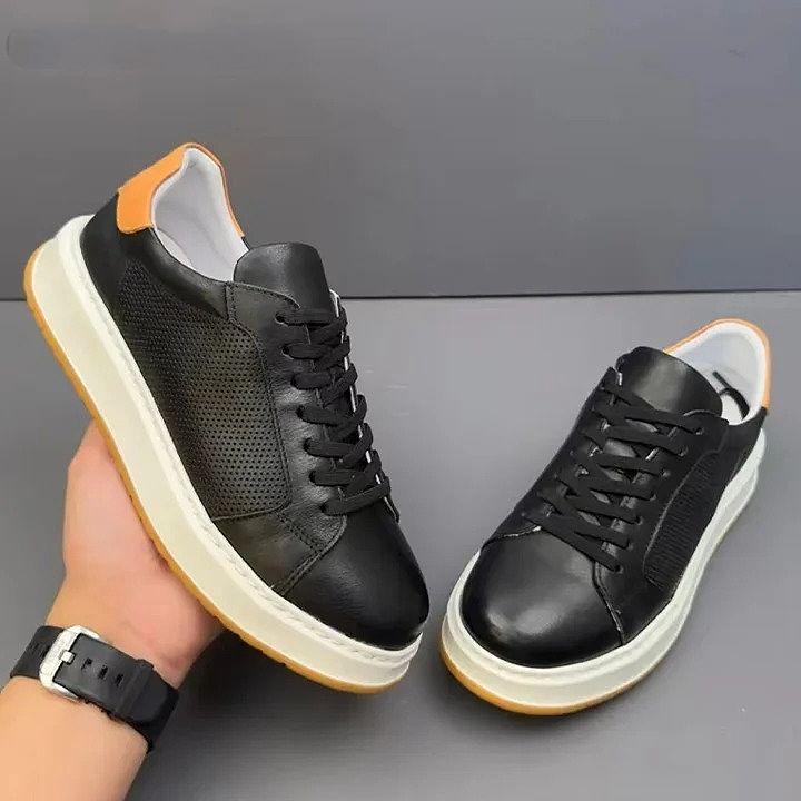 Genuine Leather Hollow Breathable Soft Sole Skate Shoes