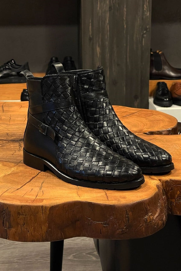 Chelsea Woven Leather Boots