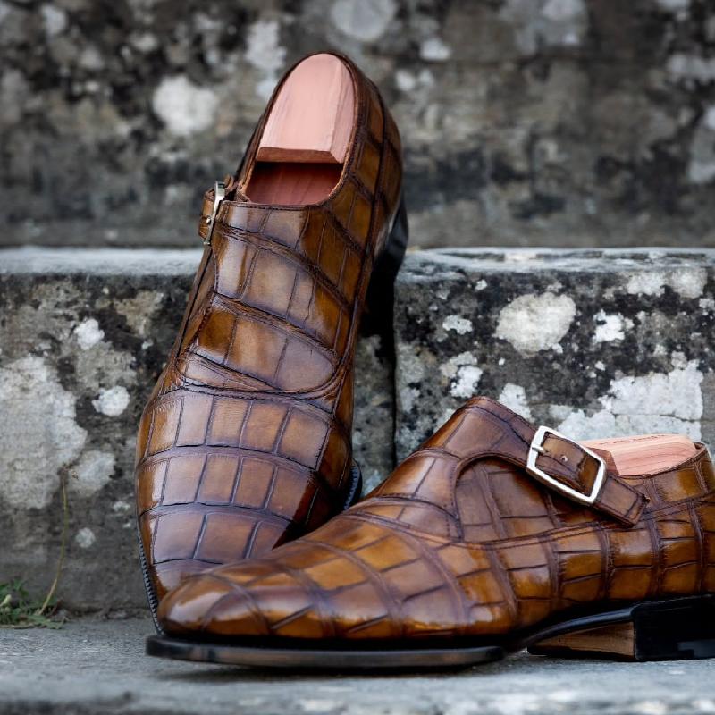 Handmade Crocodile Monk Dress Shoes