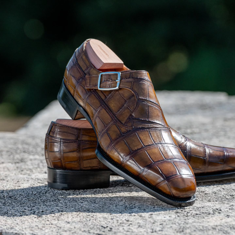 Handmade Crocodile Monk Dress Shoes