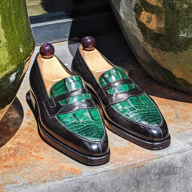 Classic Patchwork Crocodile Leather Loafers