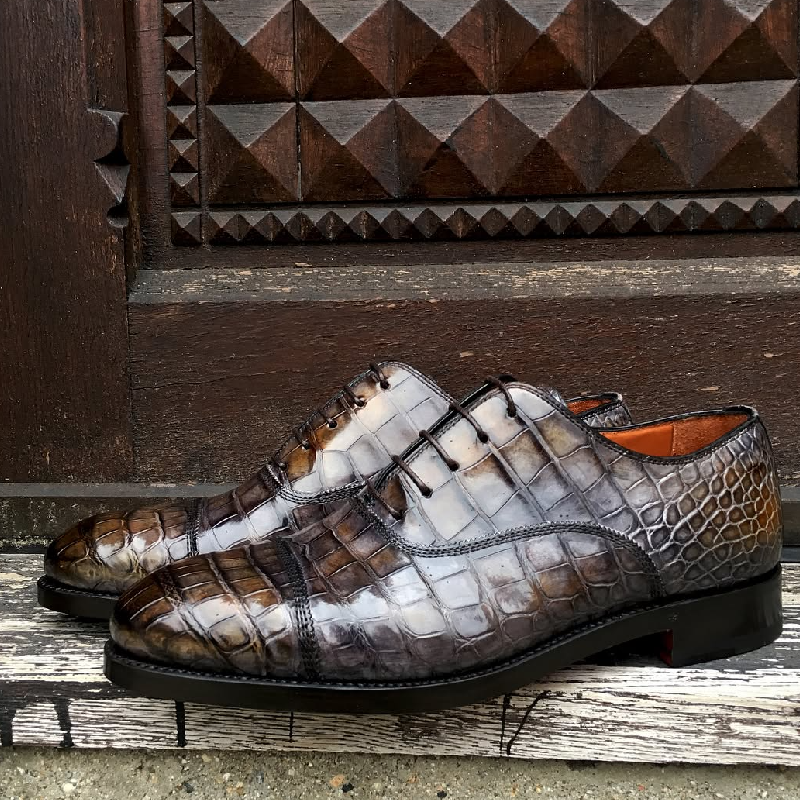 Classic Handmade Crocodile Leather Oxfords
