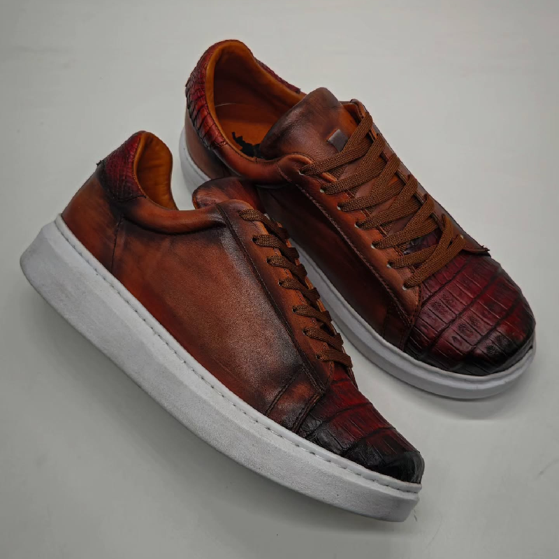 Classic Crocodile Leather Men's Board Shoes