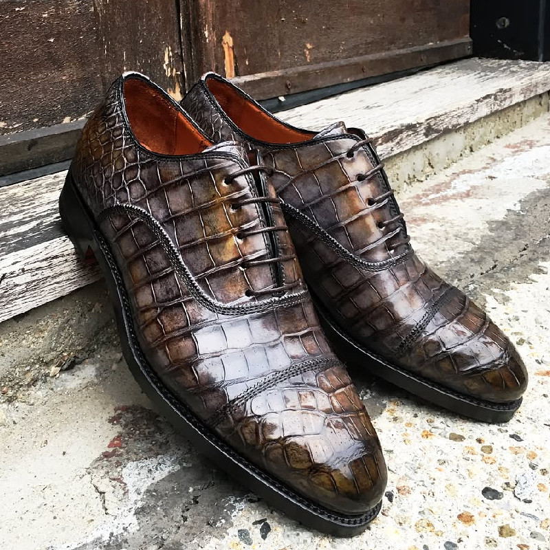 Classic Handmade Crocodile Leather Oxfords