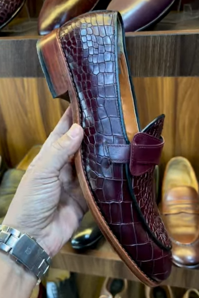 Burgundy Croco Butterfly Loafer
