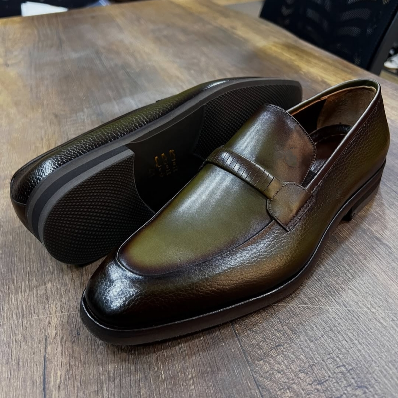 Handmade Dress Shoes Crocodile Slip-On Loafer