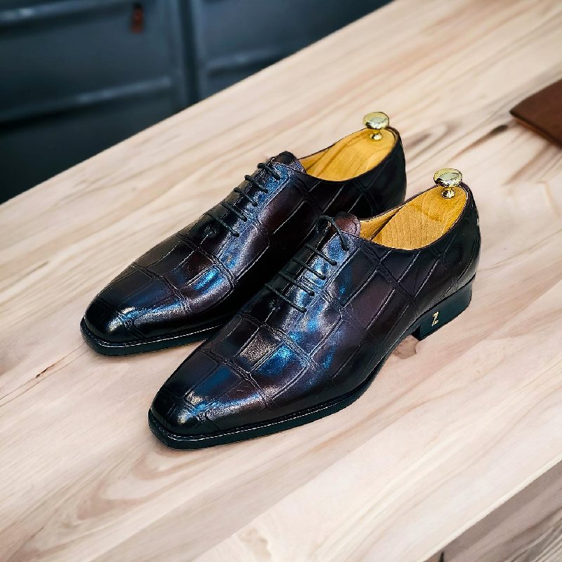 Men's Classic Crocodile Leather Oxfords