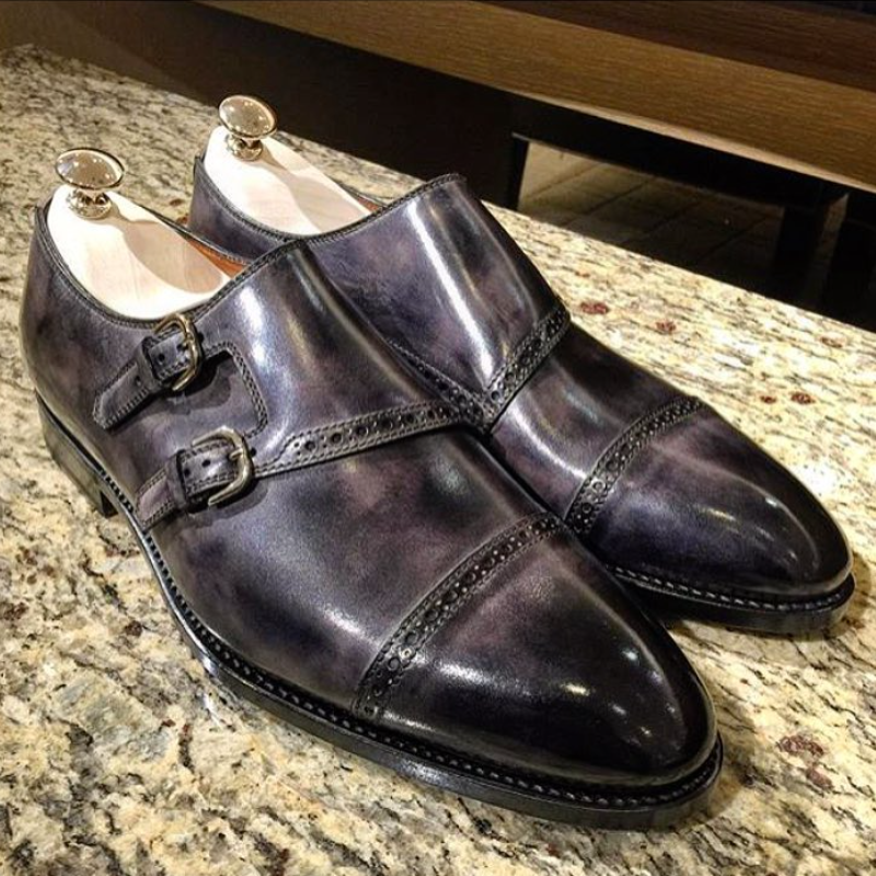 Handmade Calfskin Classic Double Monk