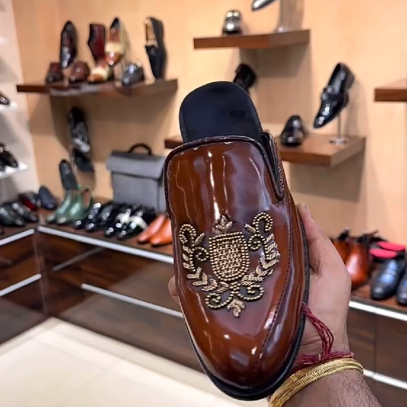 Men's Brown Fashion Half Slippers