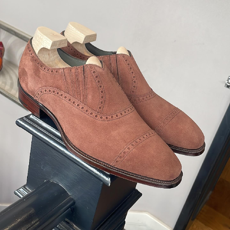 Handmade Men's Suede Lace-Up Oxford Shoes