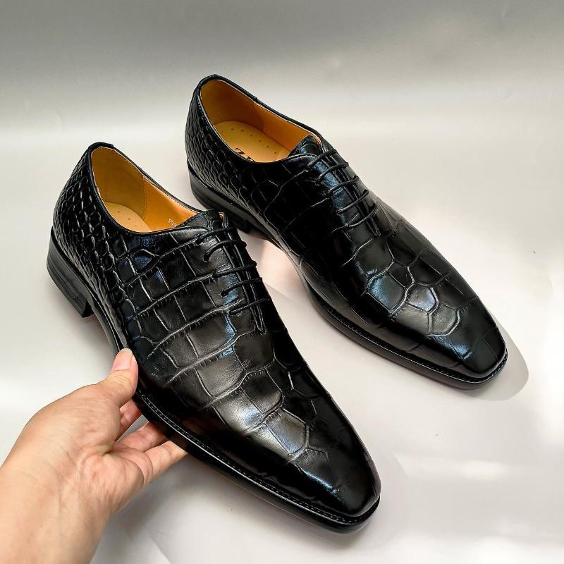 Men's Classic Crocodile Leather Oxfords
