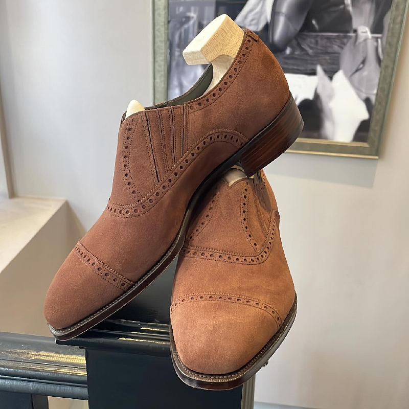 Handmade Men's Suede Lace-Up Oxford Shoes