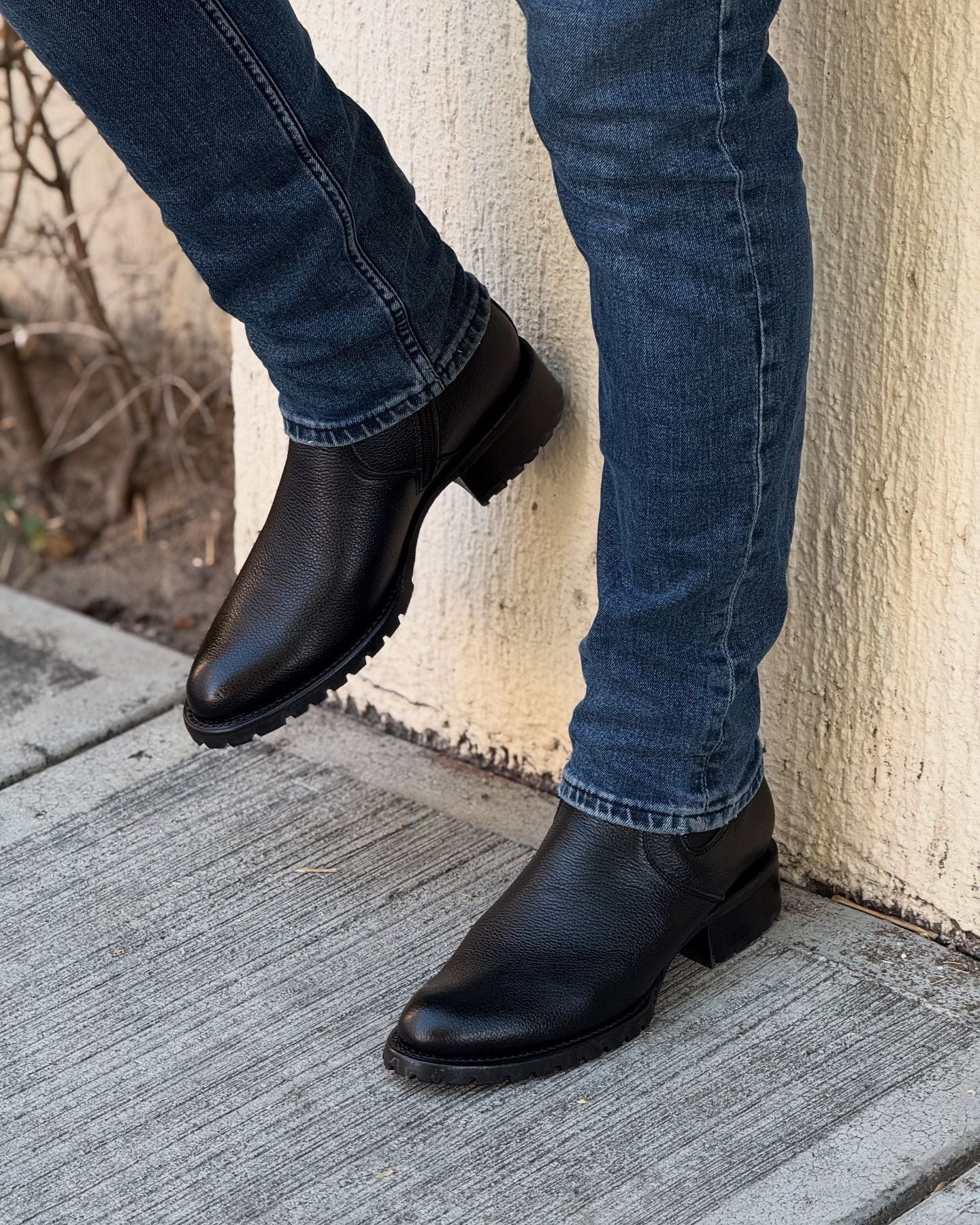 Solid Color Handmade Cowhide Ankle Boots