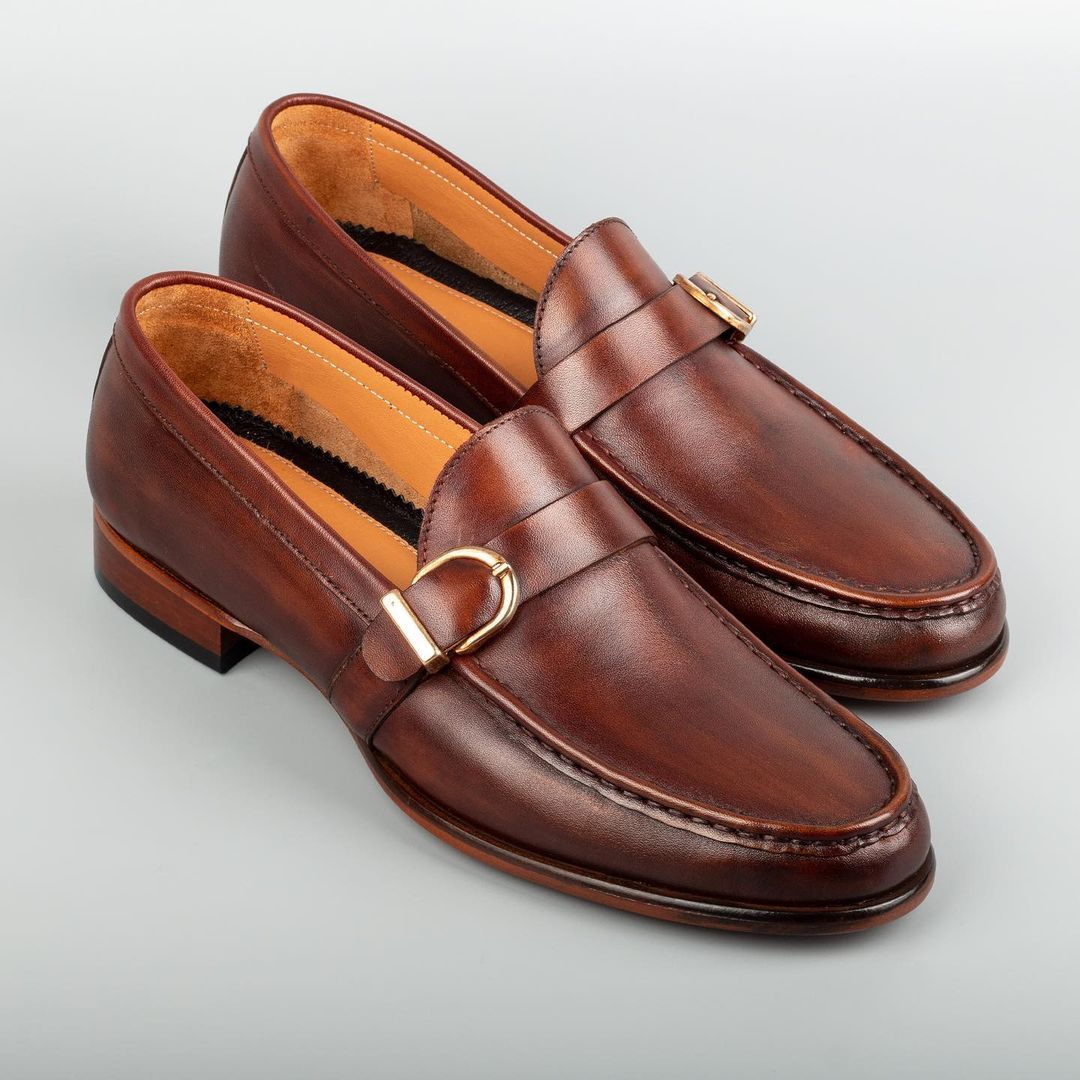 Copper Single Monk Strap Shoes