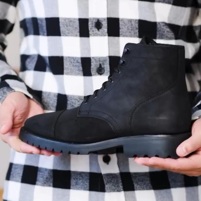 Matte Black Lace-Up Boots