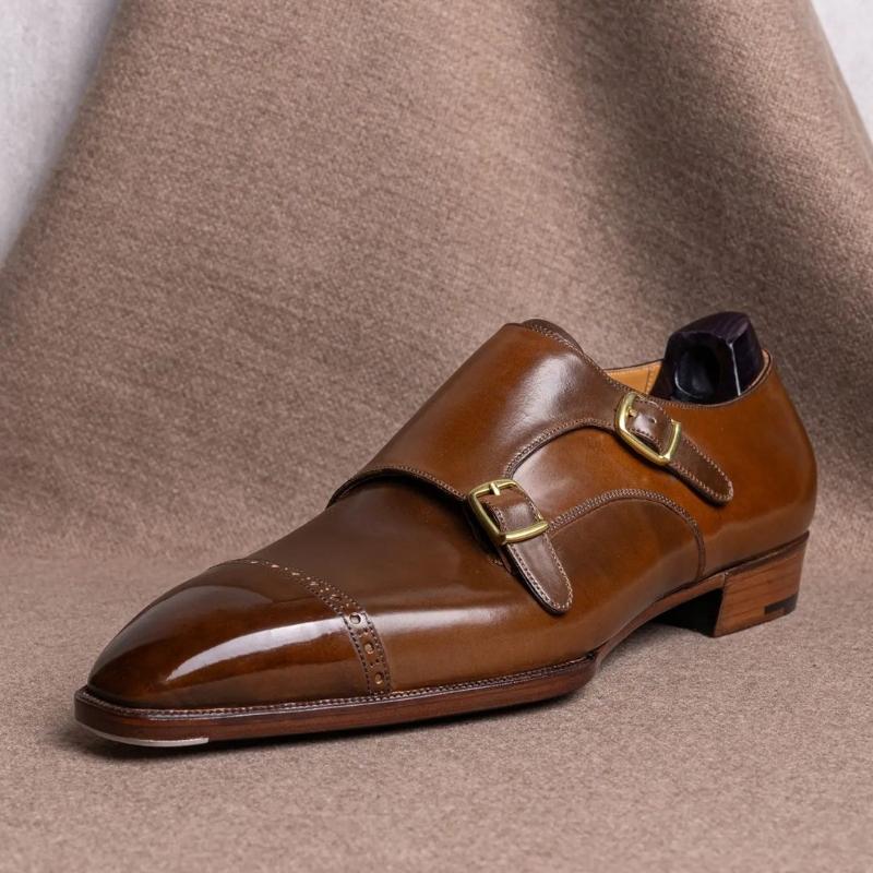 Double Monk Strap Three-part Leather Shoes