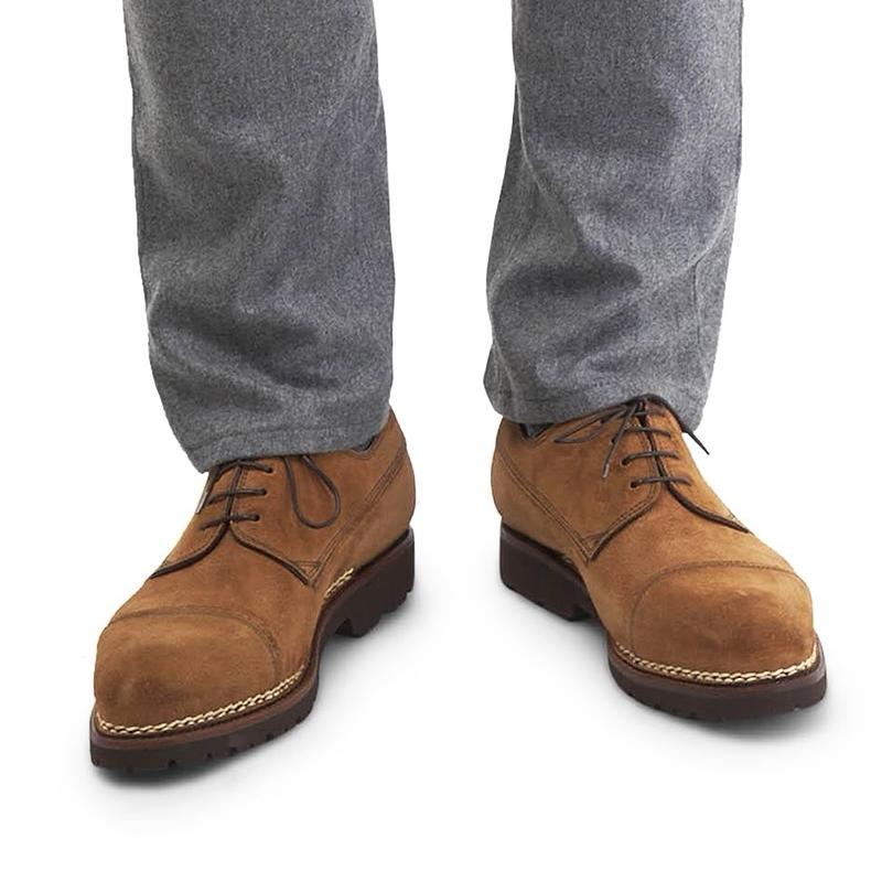 Cognac Textured Suede Derby Shoes