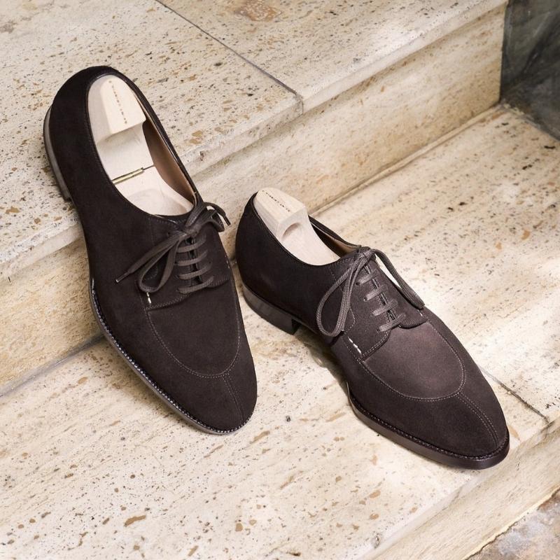 Chocolate Suede Split Tow Derby Shoes