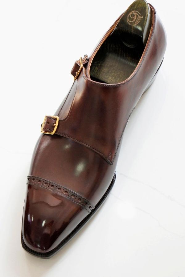 Classic Leather Toe Cap Monk Straps Shoes