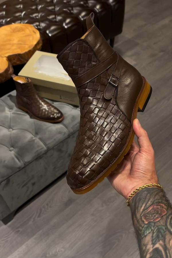 Chelsea Woven Leather Boots