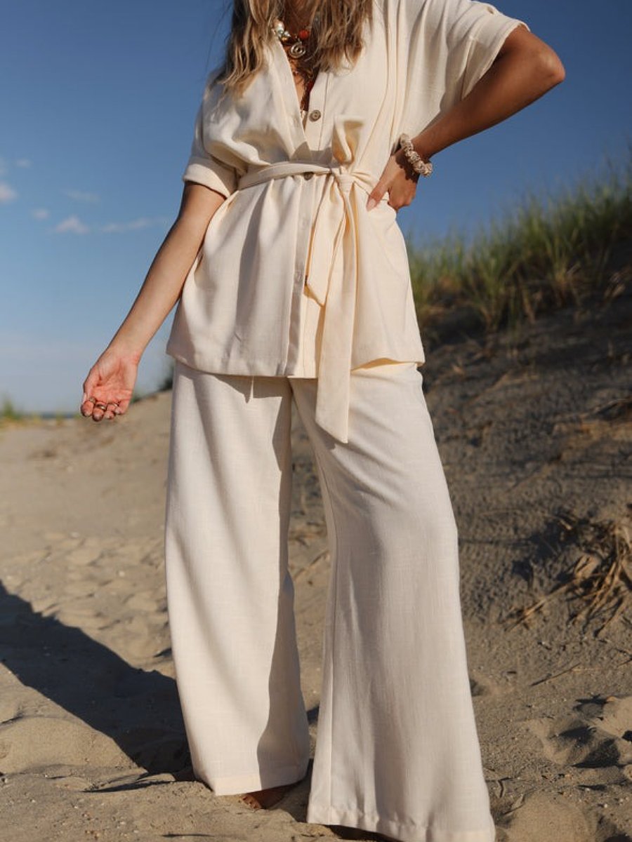 Lazy Short Sleeve Button Suit